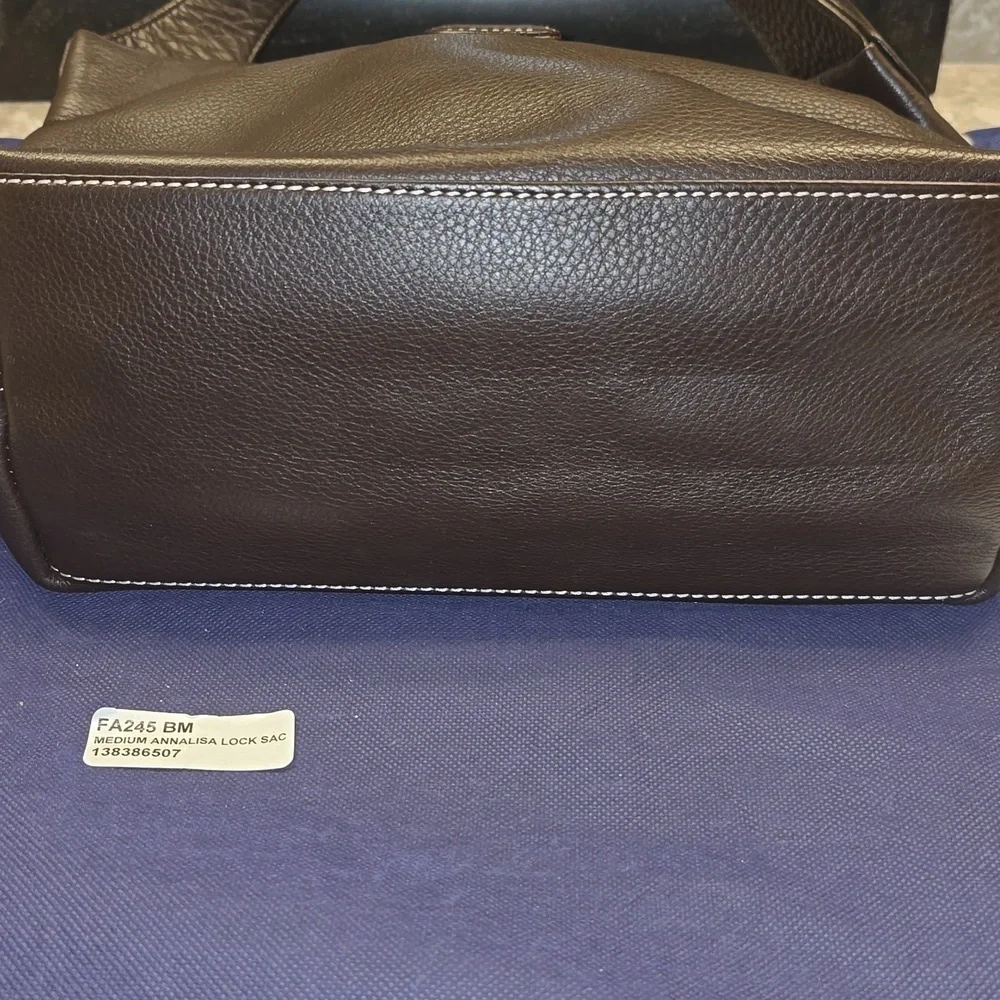 Leather Hobo Bag in Dark Brown with Gold Hardware